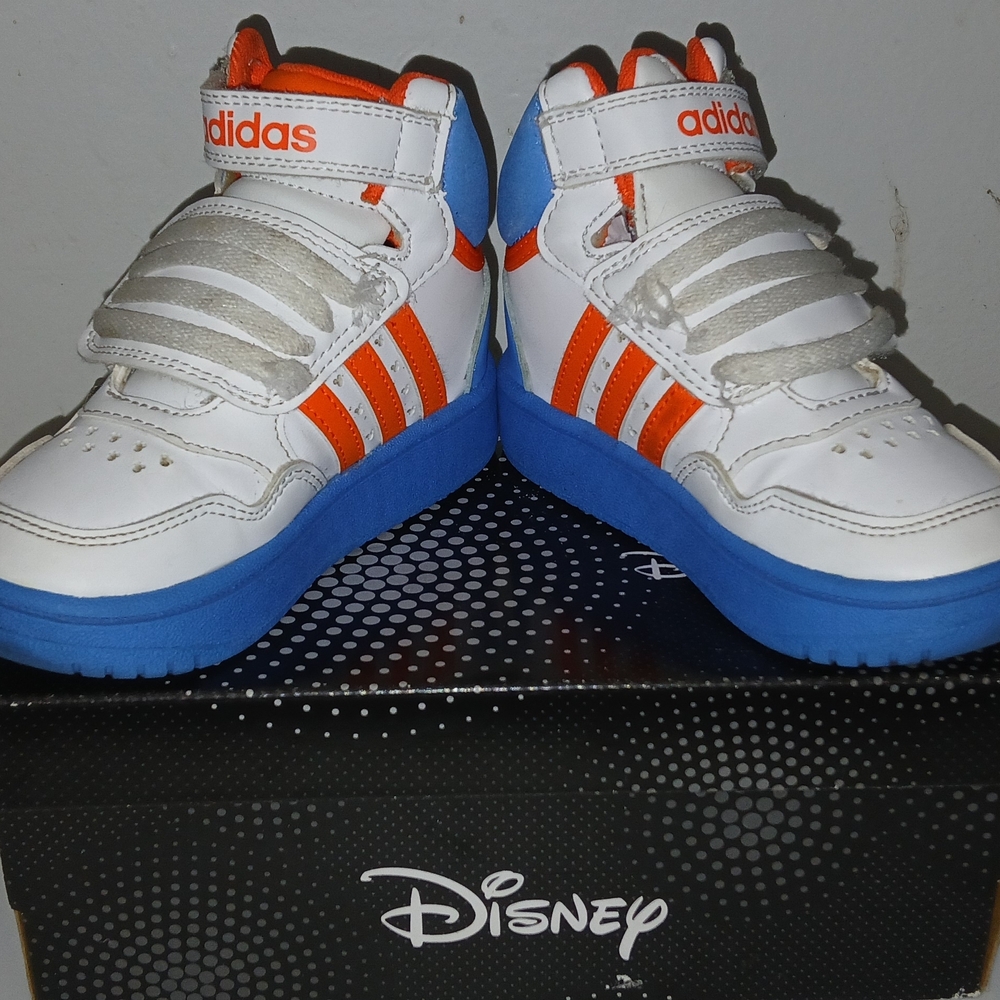Adidas-Disney Kids' White and Orange Sneakers. In Box.